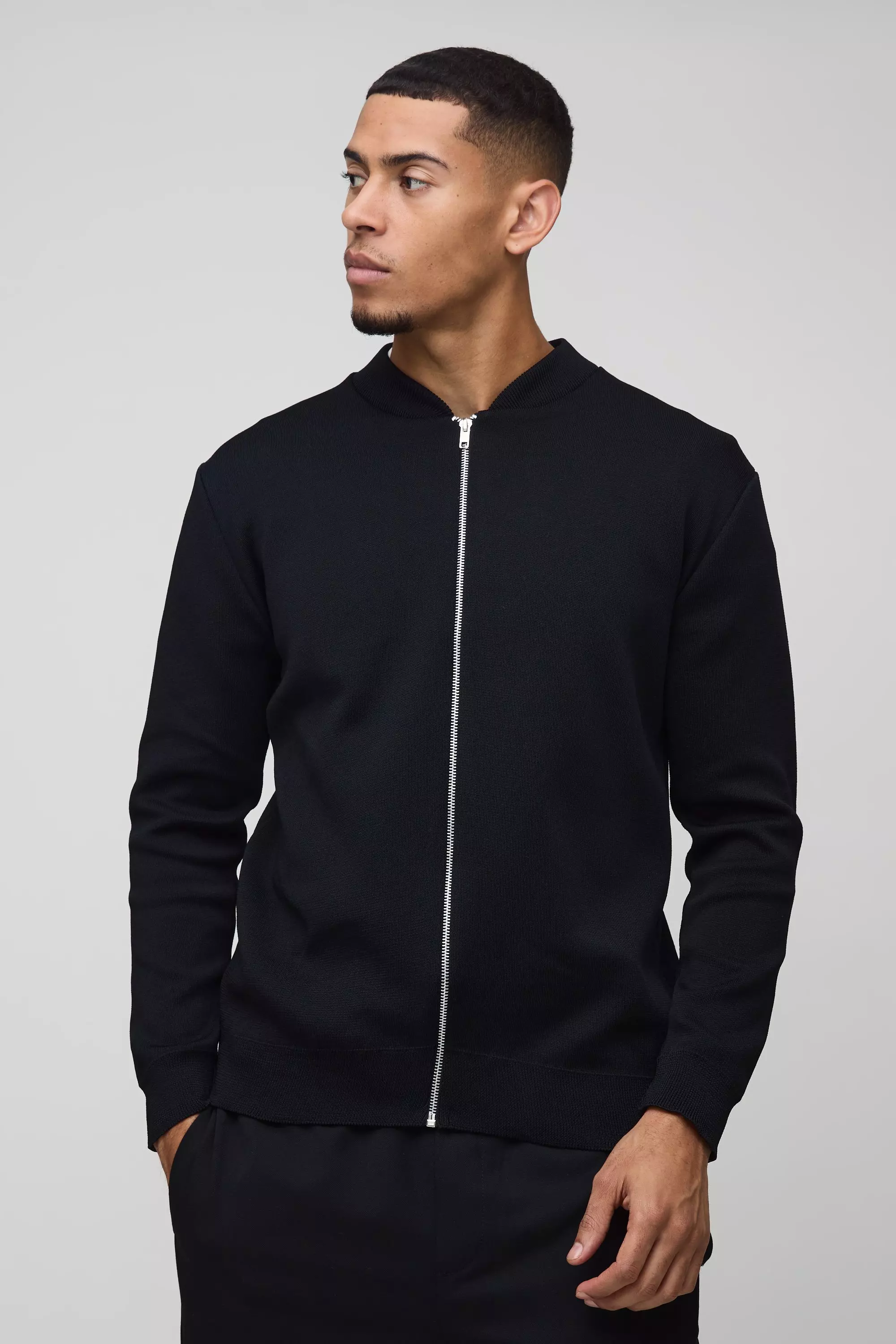 Black Smart Knitted Bomber alternative image