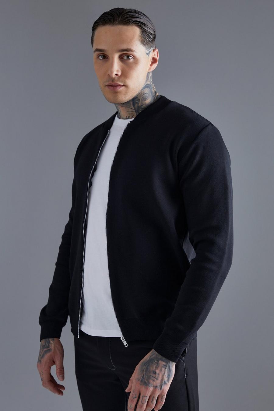 Giacca Bomber Smart in maglia, Black image number 1