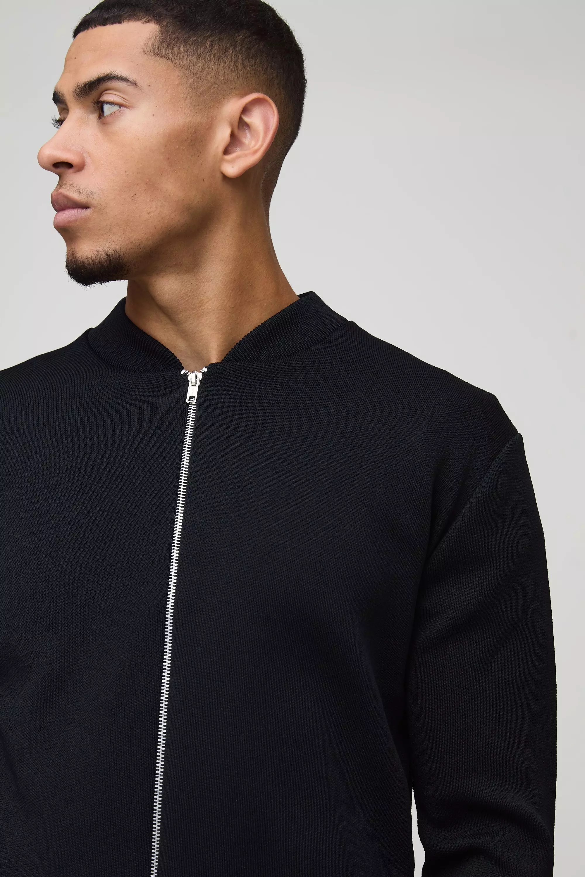 Black Smart Knitted Bomber alternative image