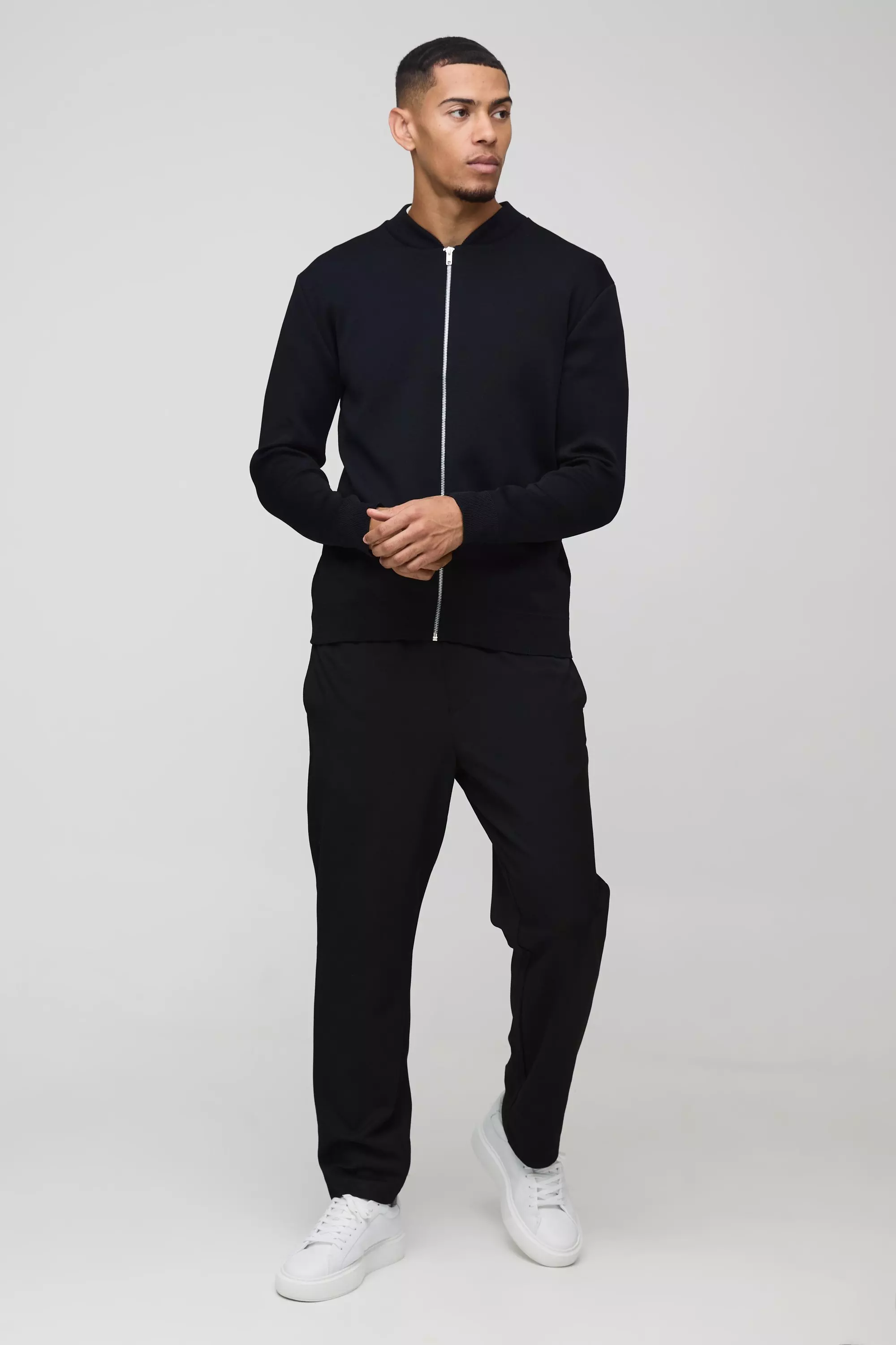 Black Smart Knitted Bomber alternative image