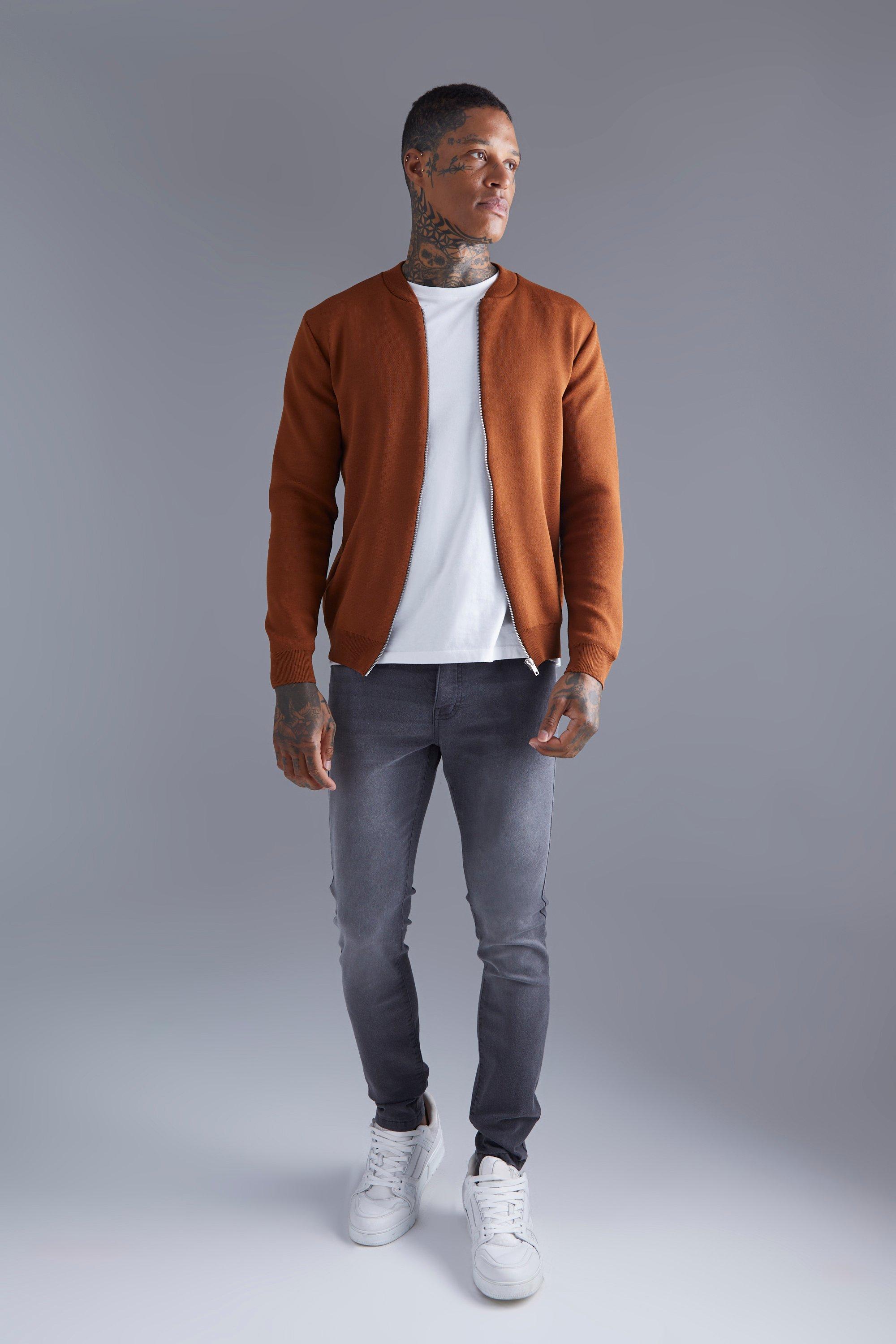 Knit bomber jacket mens sale