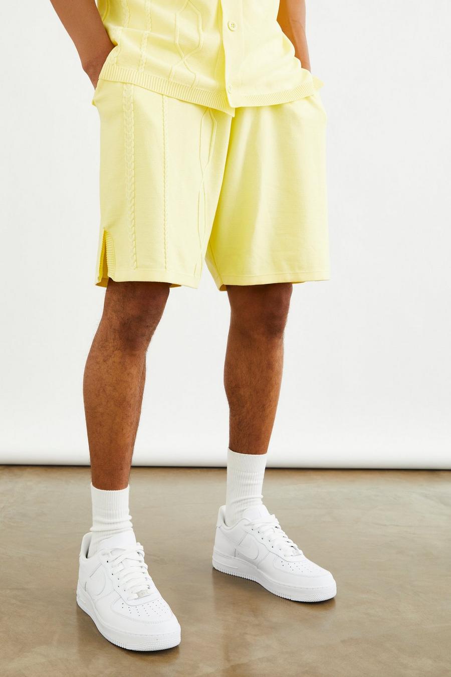 Yellow Open Cable Relaxed Knitted Short