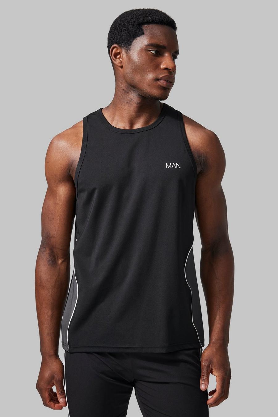 Black svart Man Active Colour Block Performance Vest
