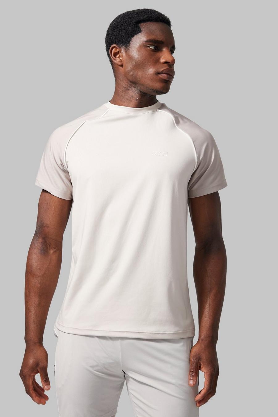Taupe Man Active Colour Block Performance T-shirt image number 1