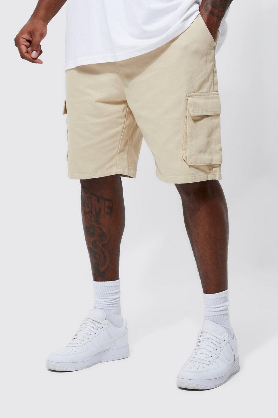 Plus Cargo-Shorts mit elastischem Bund, Stone beige