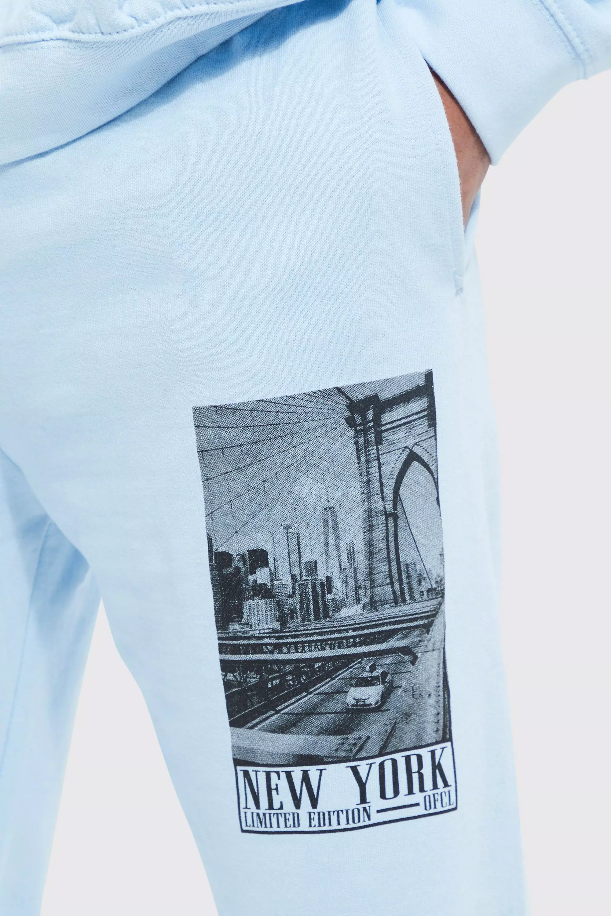 Baby Blue New York 97 Print Oversized T Shirt