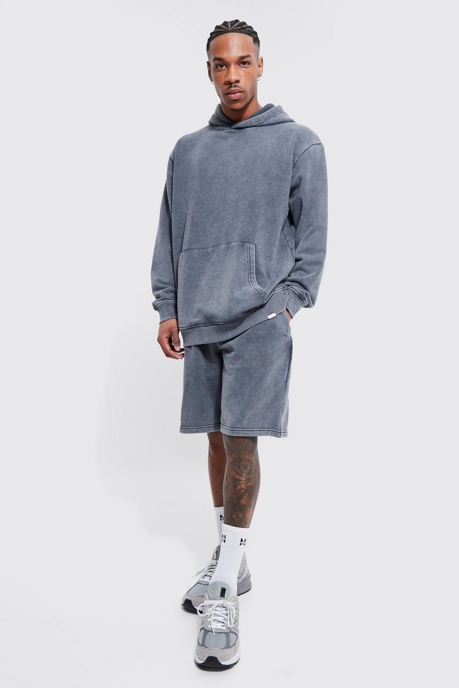 Charcoal grå MAN Oversize hoodie och shorts
