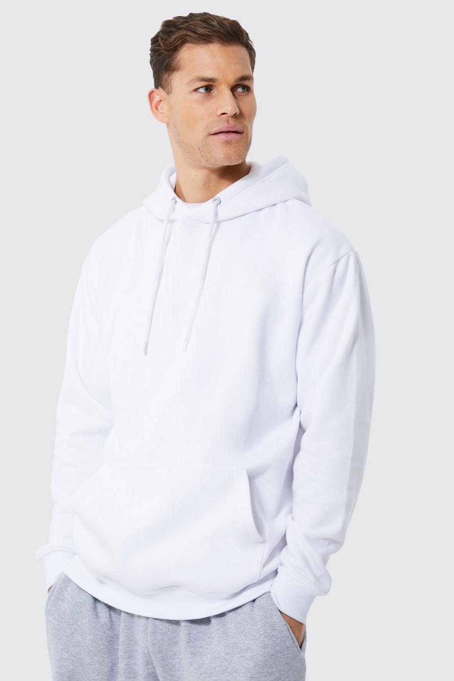 White Tall Basic Loose Fit Over The Head Hoodie
