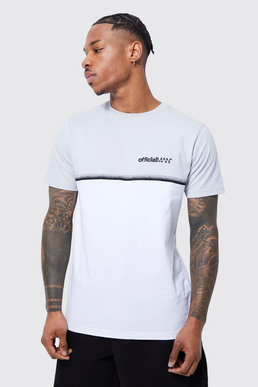 Light grey Official Slim Colour Block And Tape T-shirt image number 1