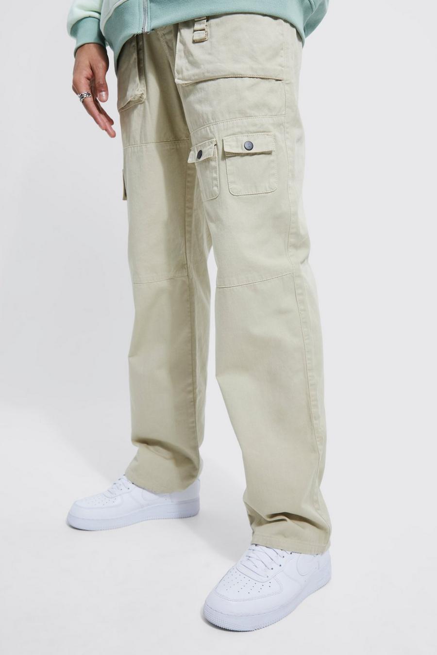 Stone Tall Relaxed Fit Multi Pocket Cargo Trouser image number 1