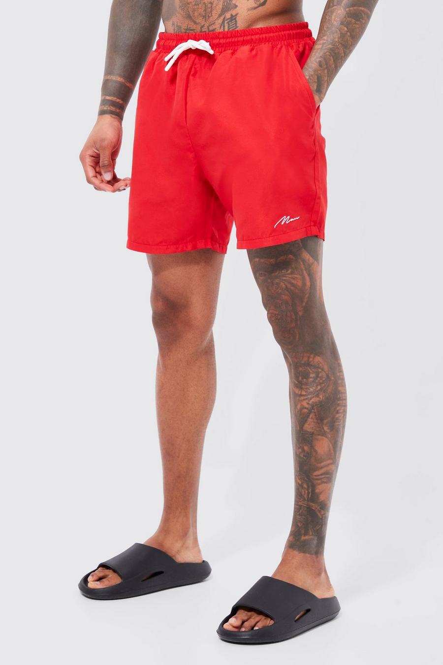 Red Man Signature Mid Length Swim Shorts image number 1