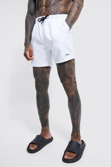 Man Signature Mid Length Swim Shorts white