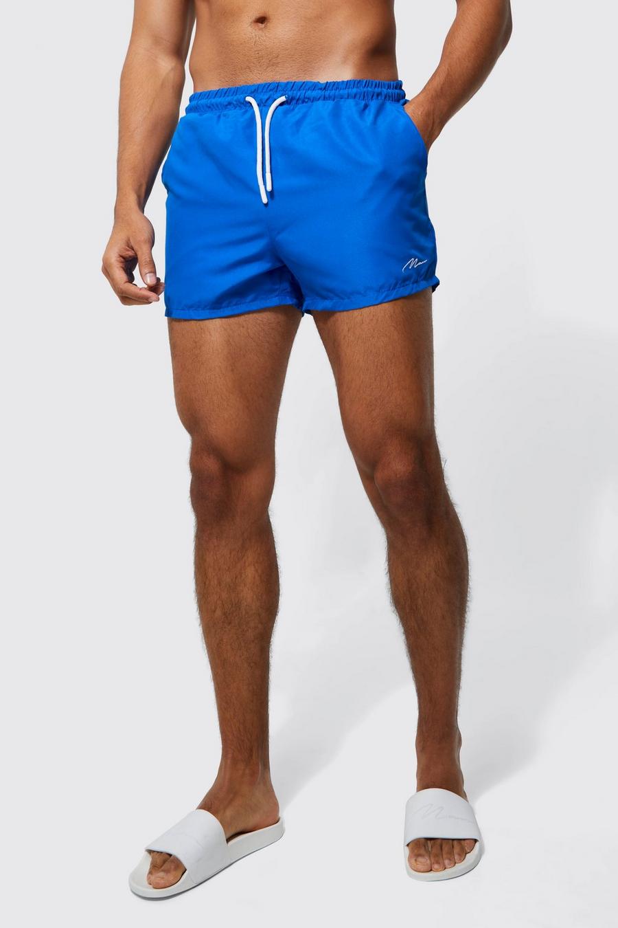 Royal blue Man Signature Short Length Swim Shorts