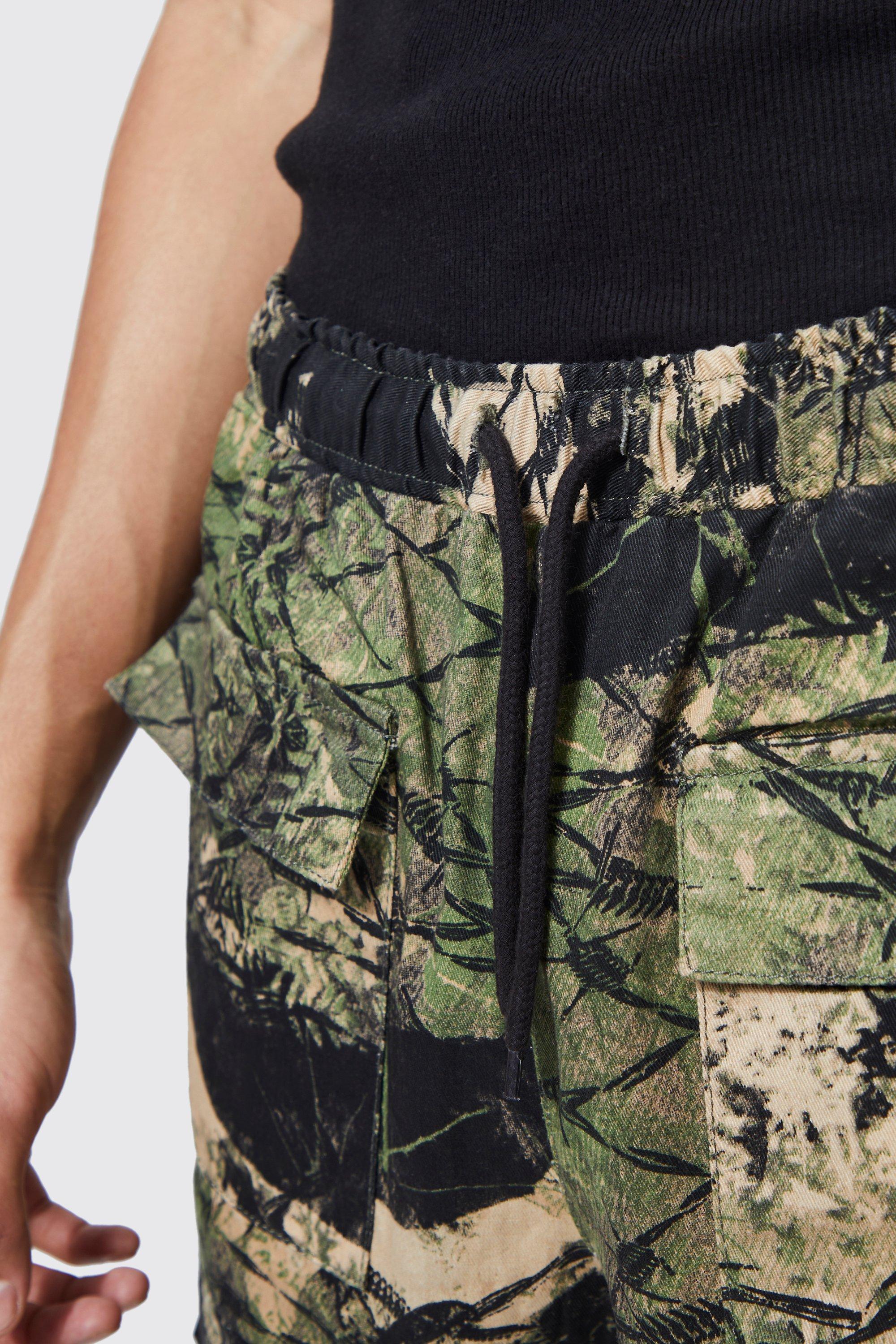 Tall Multi Pocket Elastic Waist Camo Short