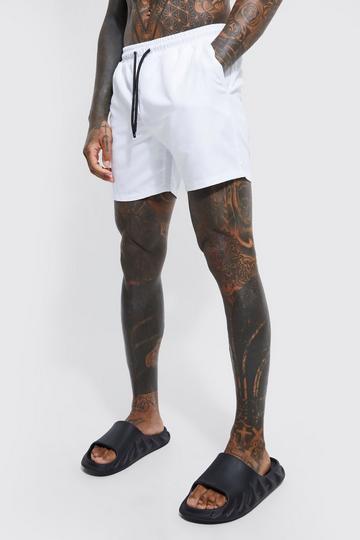 Mid Length Plain Swim Shorts white