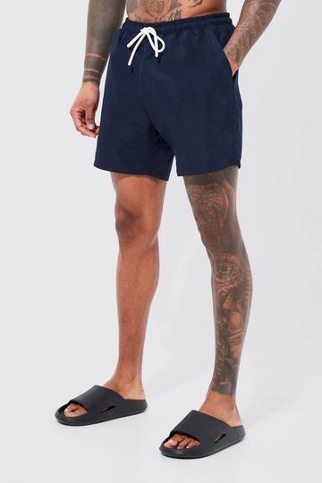 Mid Length Plain Swim Shorts navy