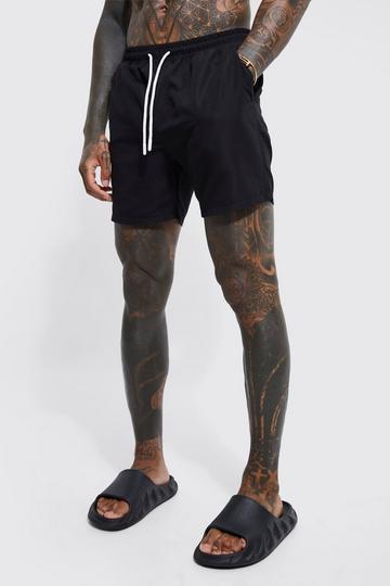 Mid Length Plain Swim Shorts black