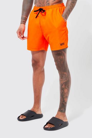 Orange Original Man Mid Length Swim Shorts