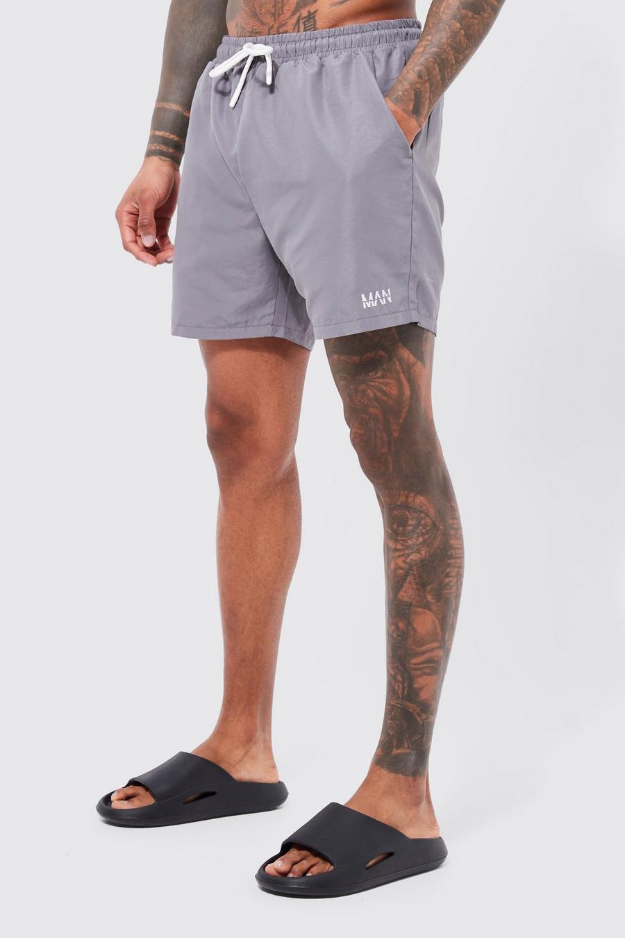 Grey grå Original Man Mid Length Swim Shorts