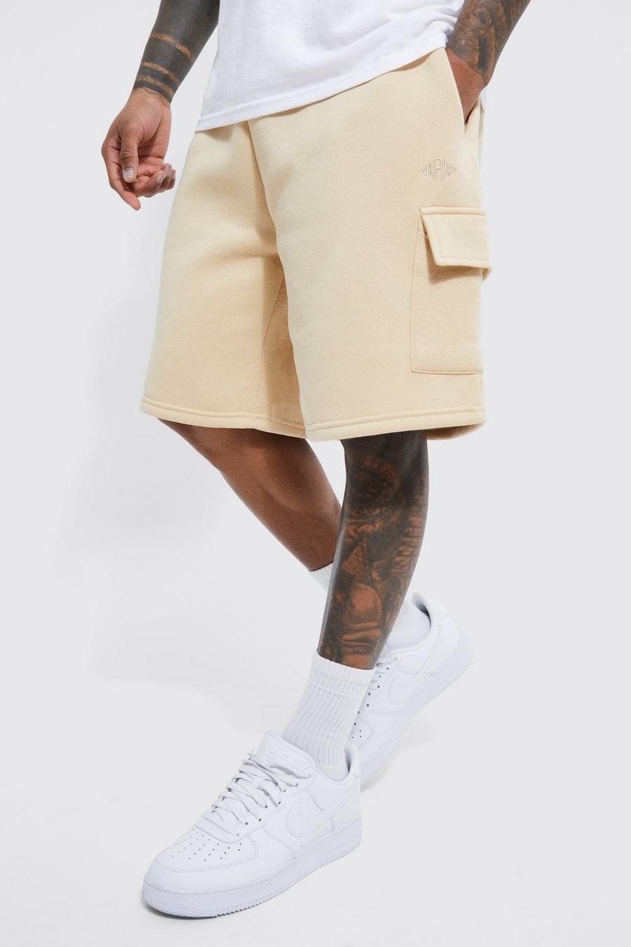 Man Oversized Drop Crotch Jersey Cargo Short | Boohoo UK