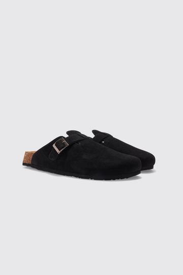 Black Faux Suede Mule