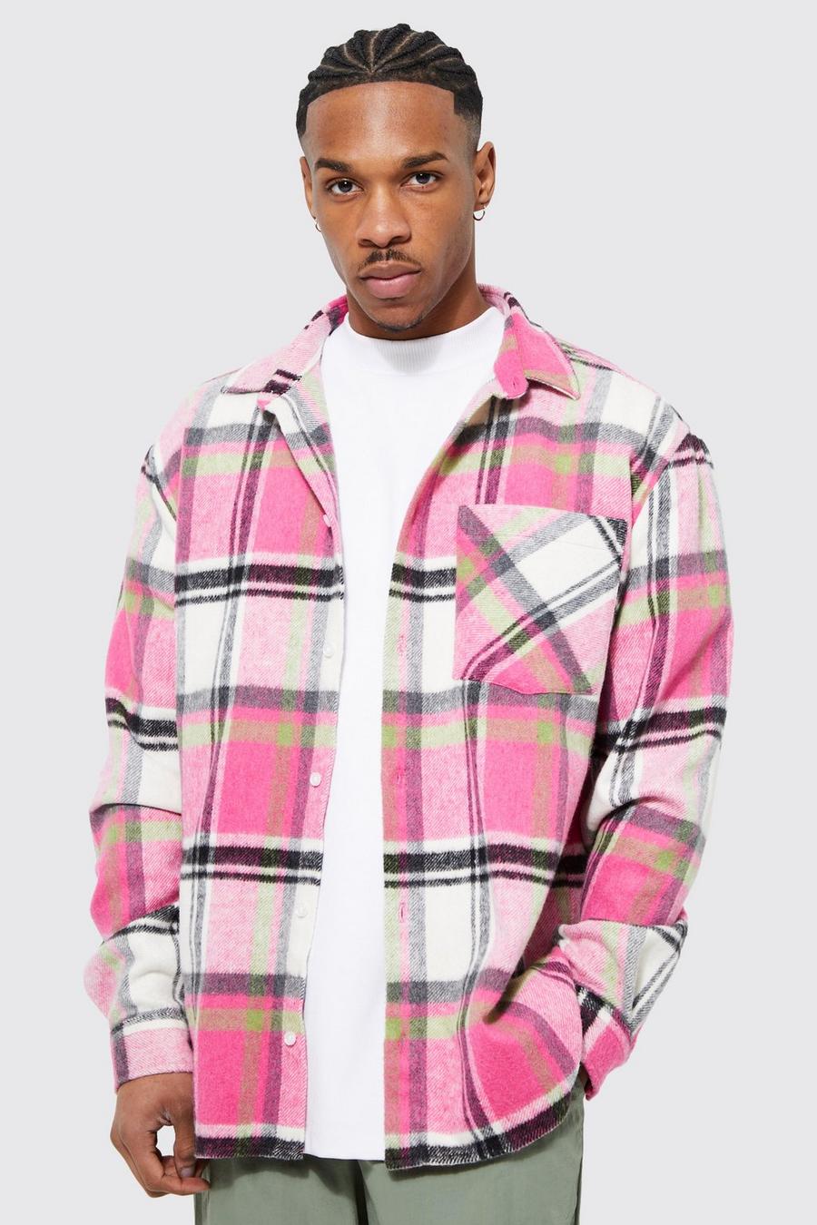 Kareirtes Oversize Overshirt, Pink image number 1