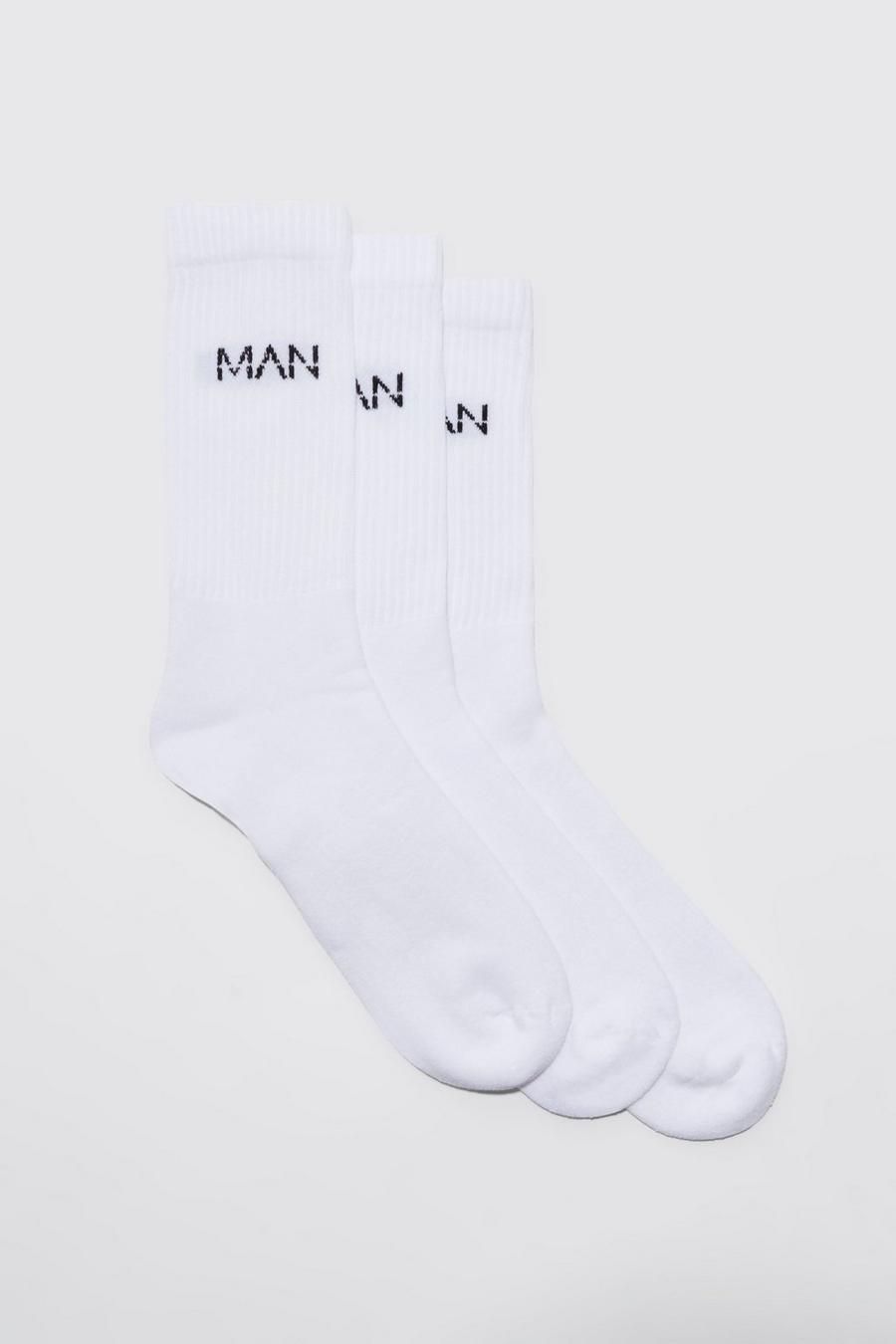 3 Pack Jacquard Man Dash Tube Socks, White image number 1