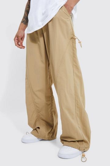 Elastic Waist Oversized Centre Front Ruched Trouser stone