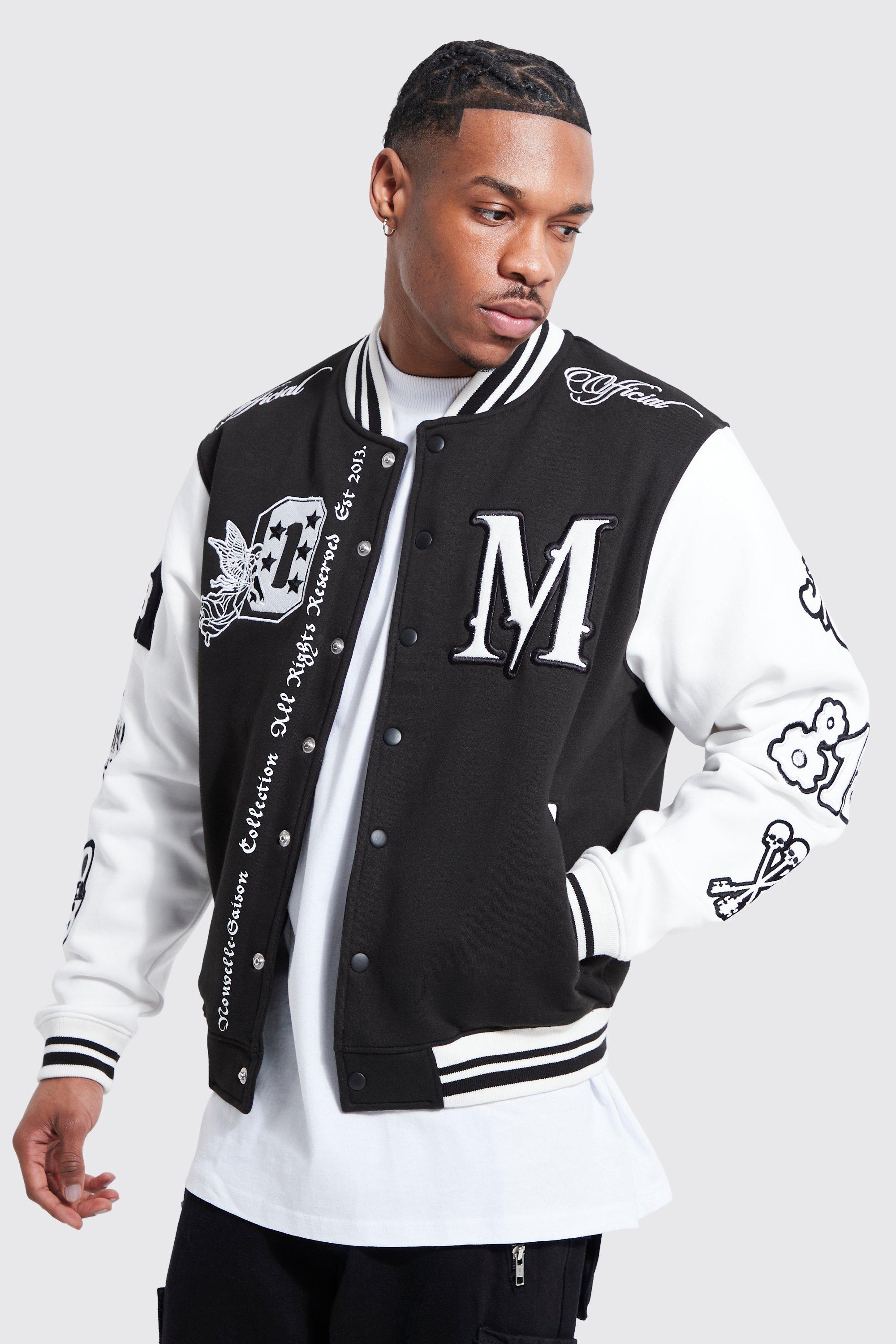 Boxy M Jersey Varsity Jacket | Boohoo