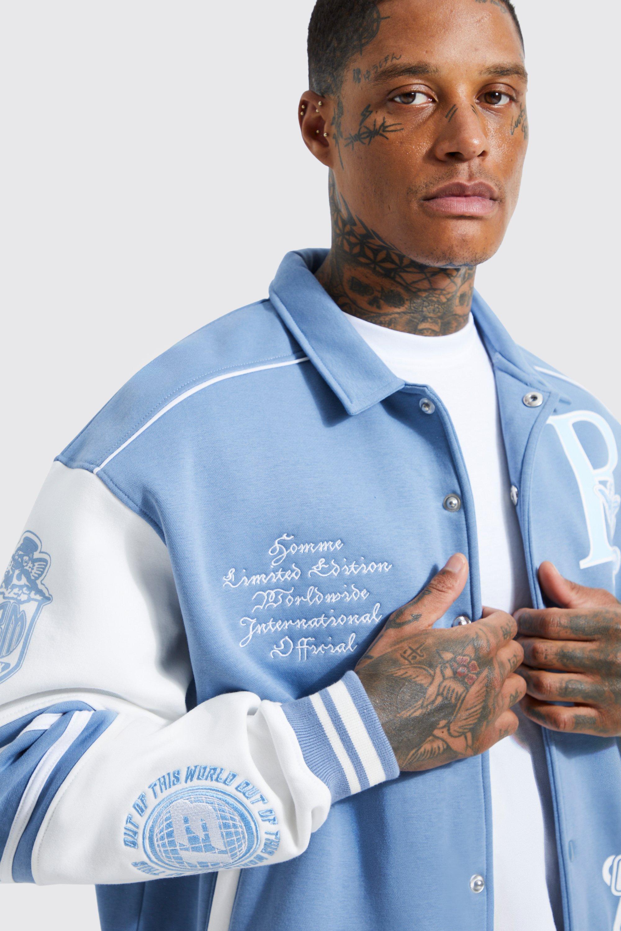 Boxy 13 Applique Jersey Varsity Harrington Jacket | boohoo