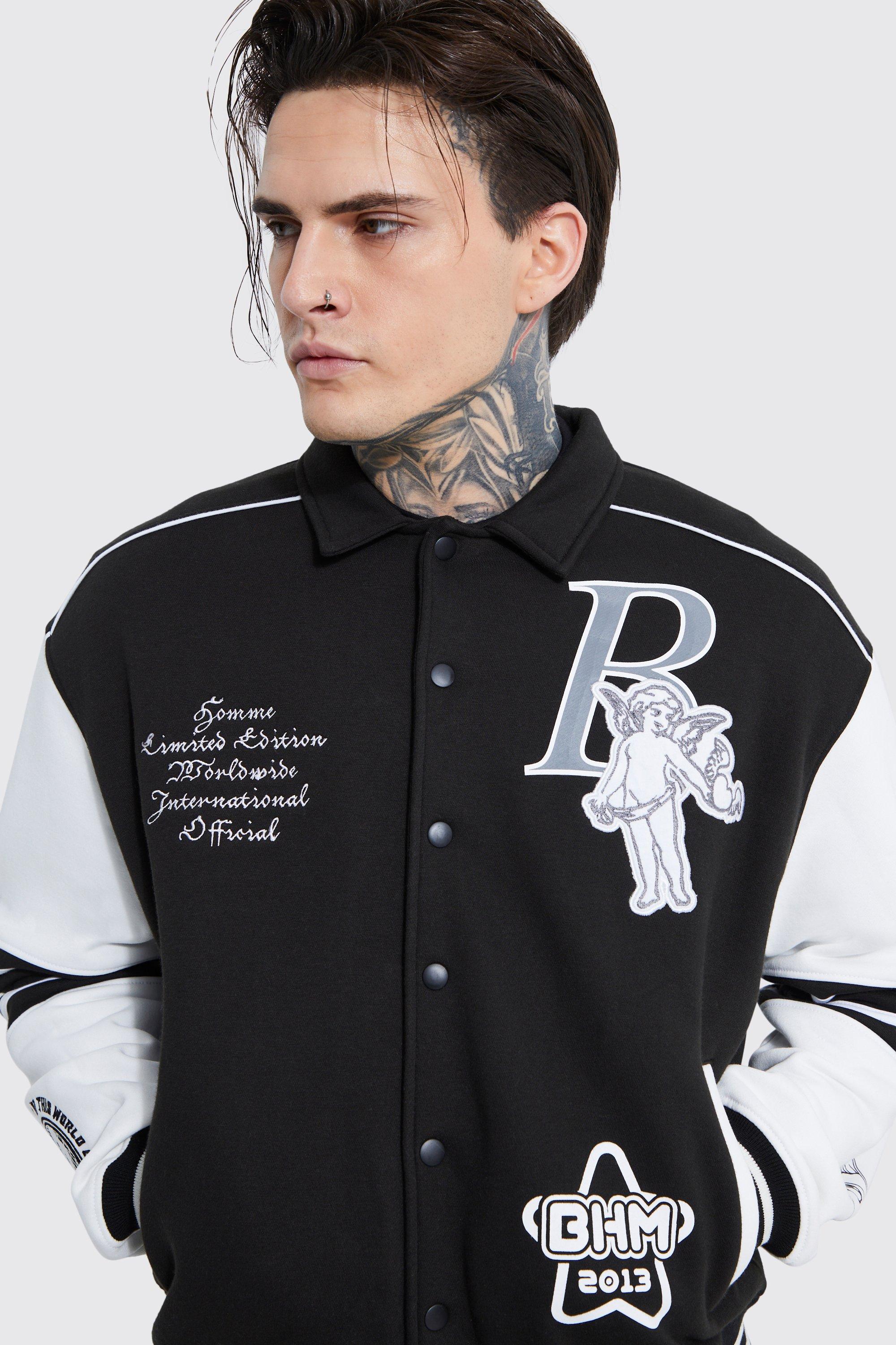 Boxy 13 Applique Jersey Varsity Harrington Jacket