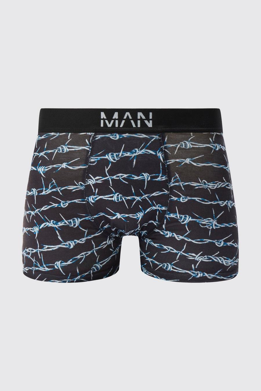Black Barbed Wire Print Boxers image number 1