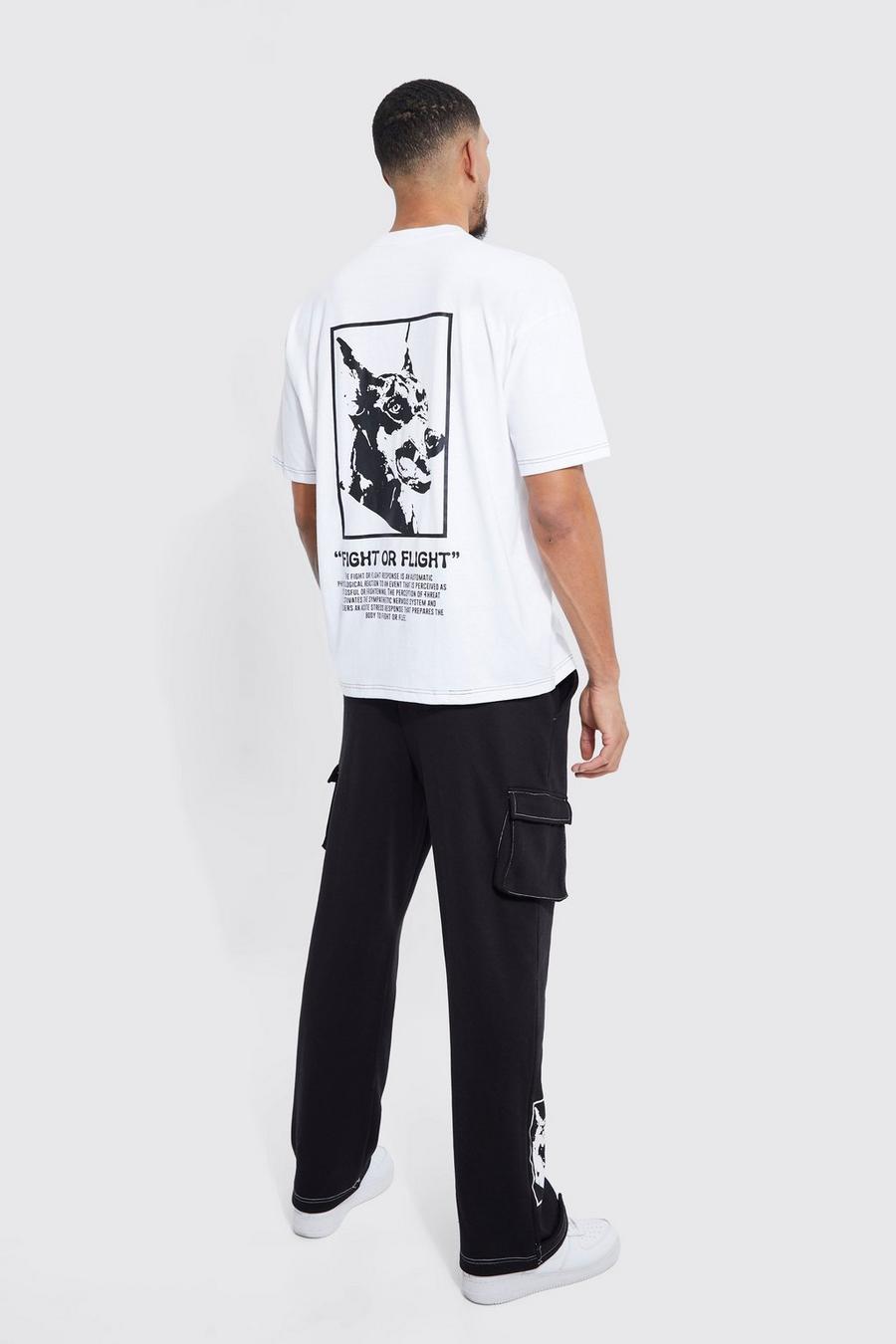 White Tall Graphic Topstitch T-shirt Tracksuit