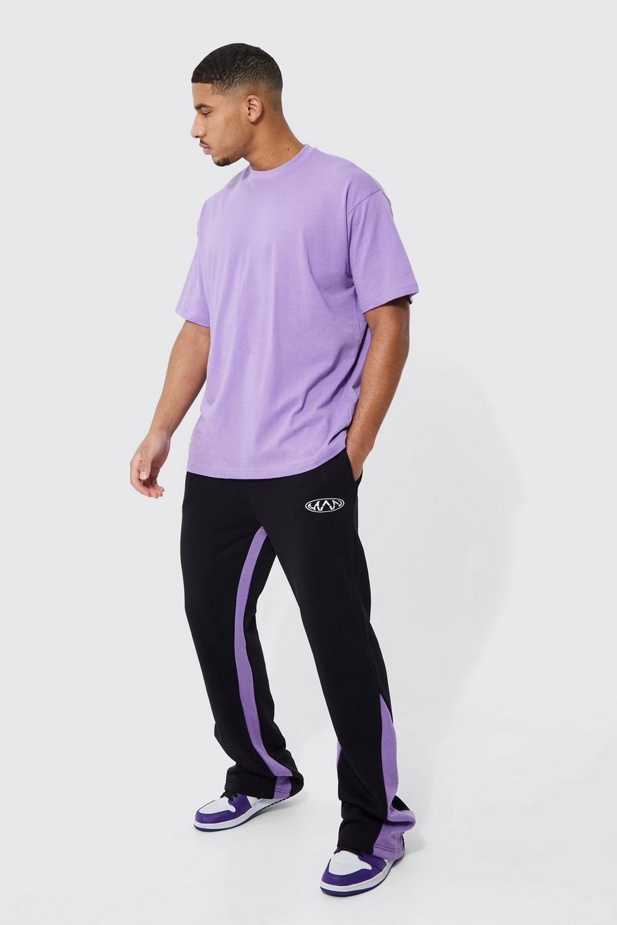 Lilac Tall Oversized Trainingspak Met T-Shirt En Gusset Detail image number 1
