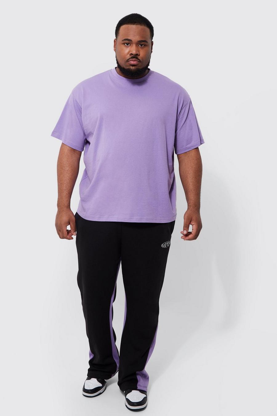 Lilac Plus Oversized t-shirt och mjukisbyxor med paneler image number 1