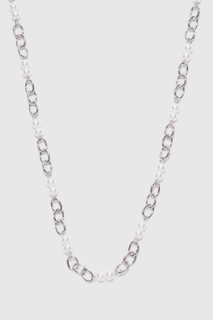 Silver Pearl Chain Necklace image number 1