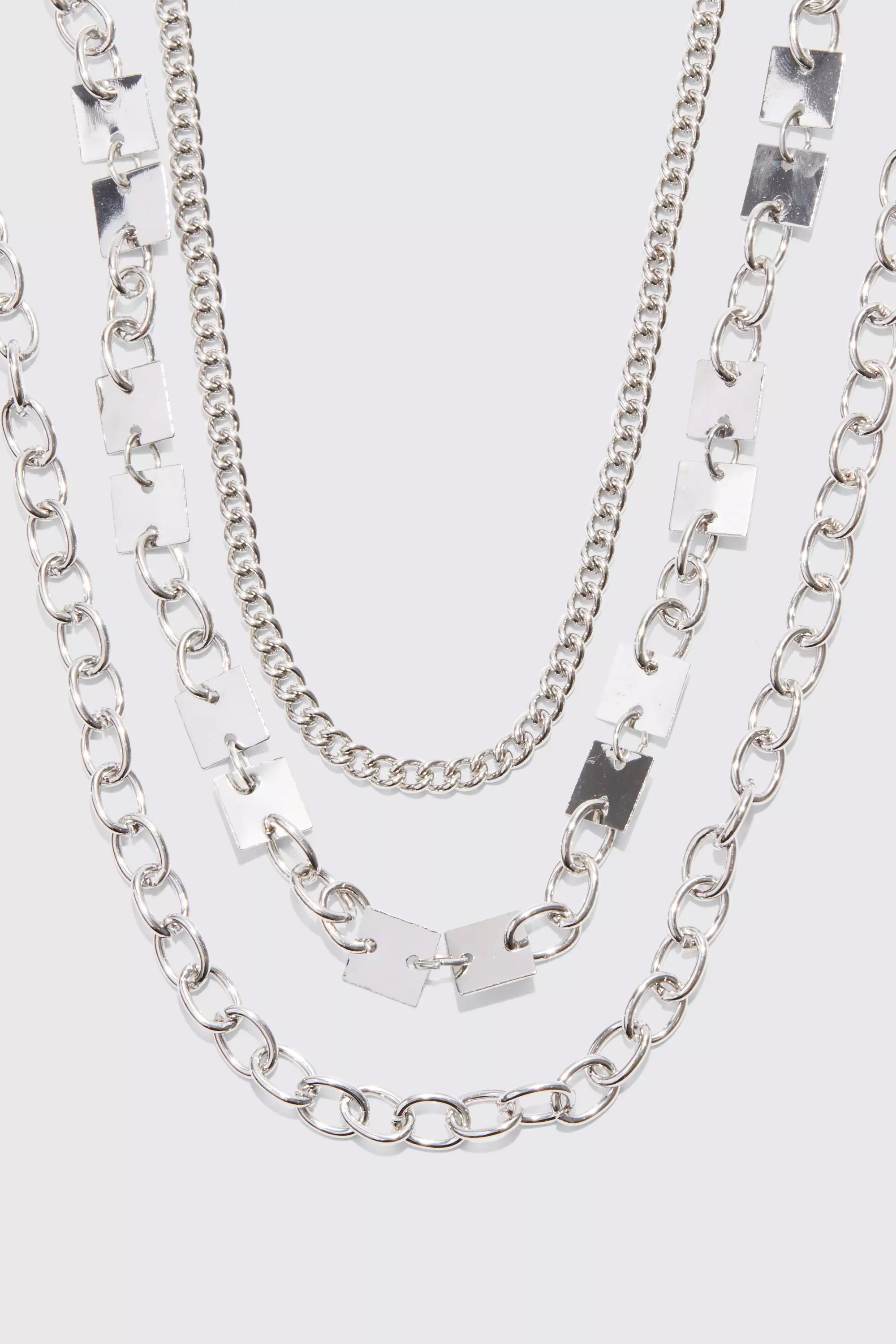 Silver Multi Layer Chain Necklace alternative image