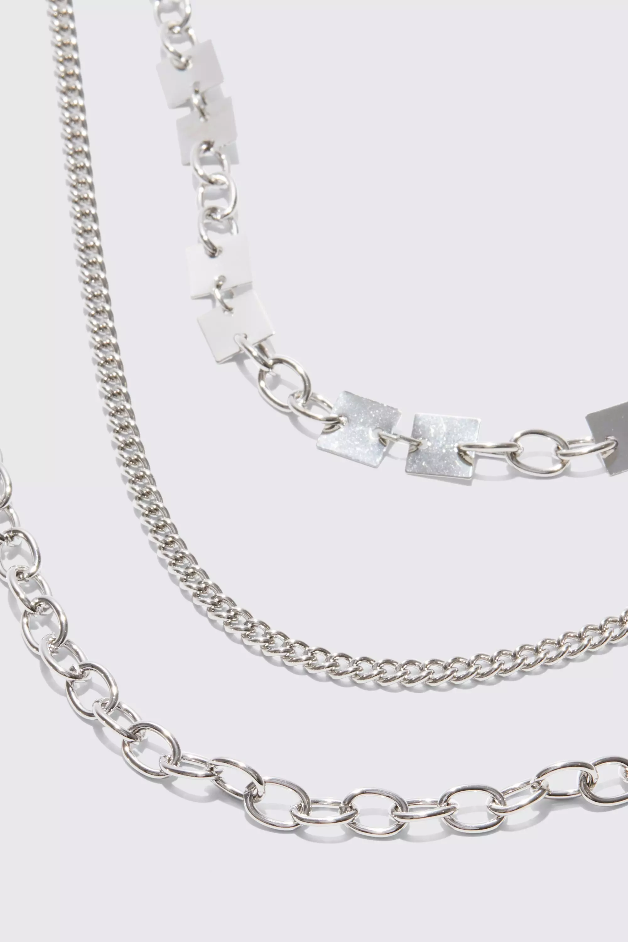 Silver Multi Layer Chain Necklace alternative image