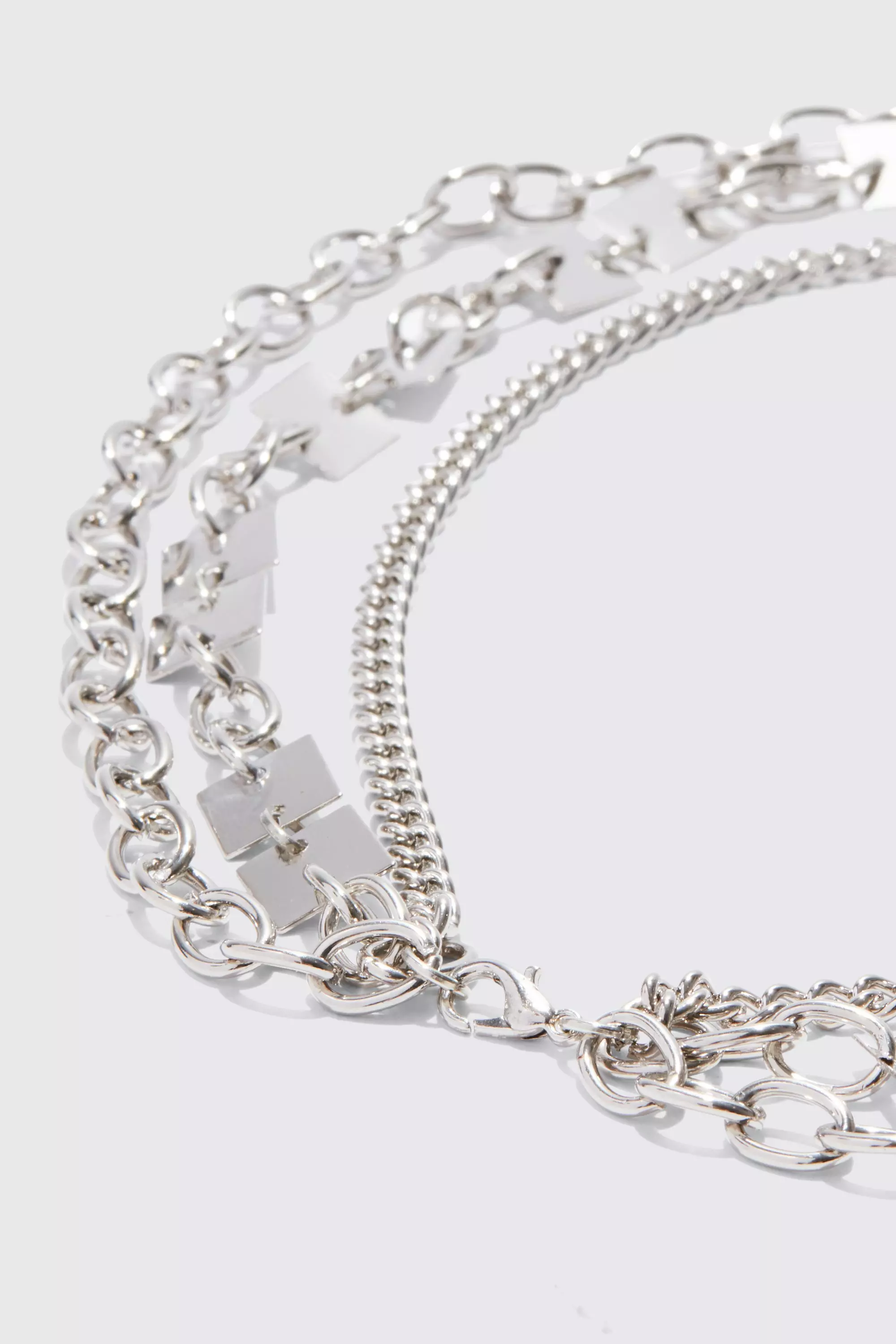 Silver Multi Layer Chain Necklace alternative image