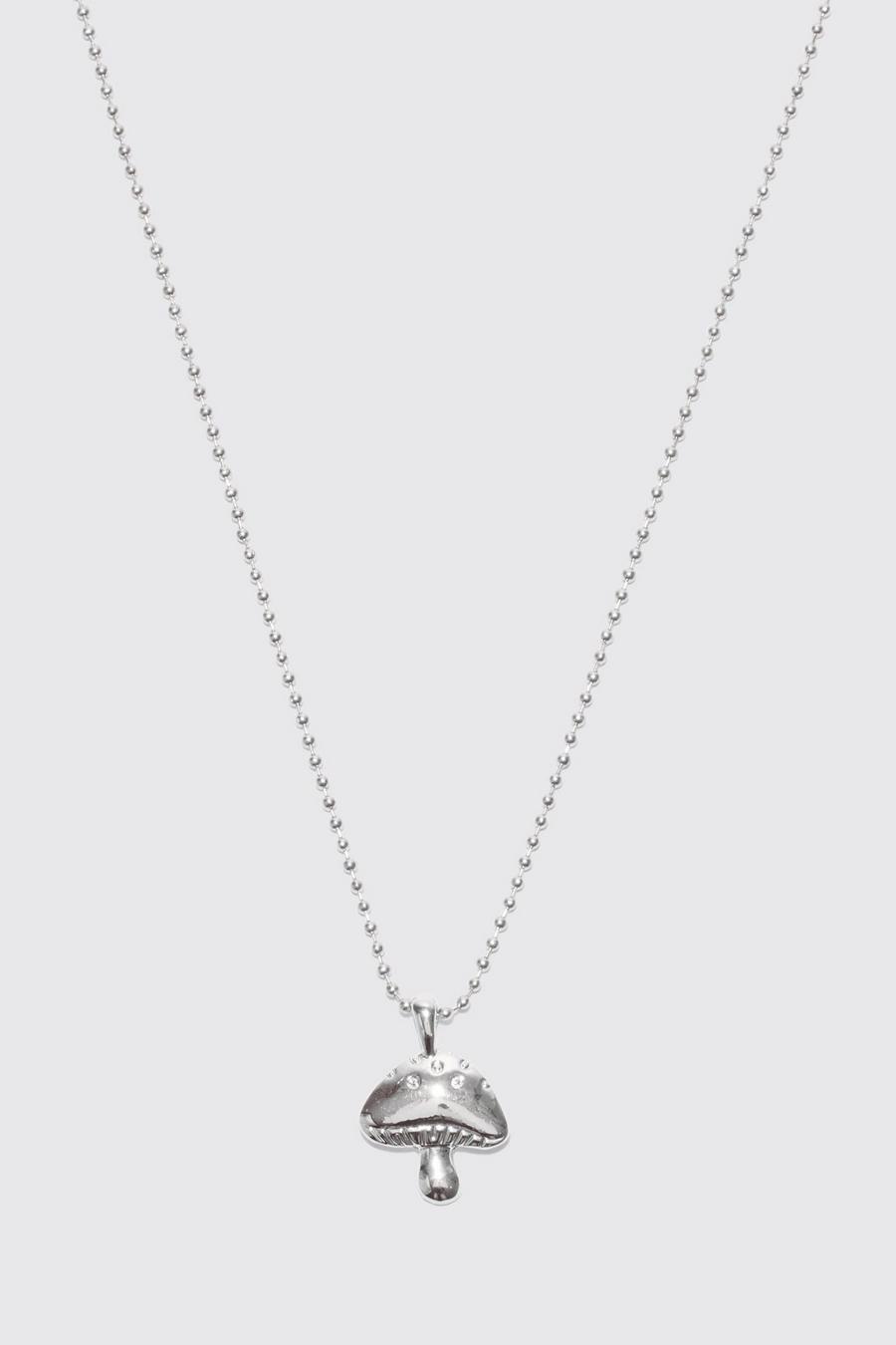 Silver Mushroom Pendant Necklace image number 1