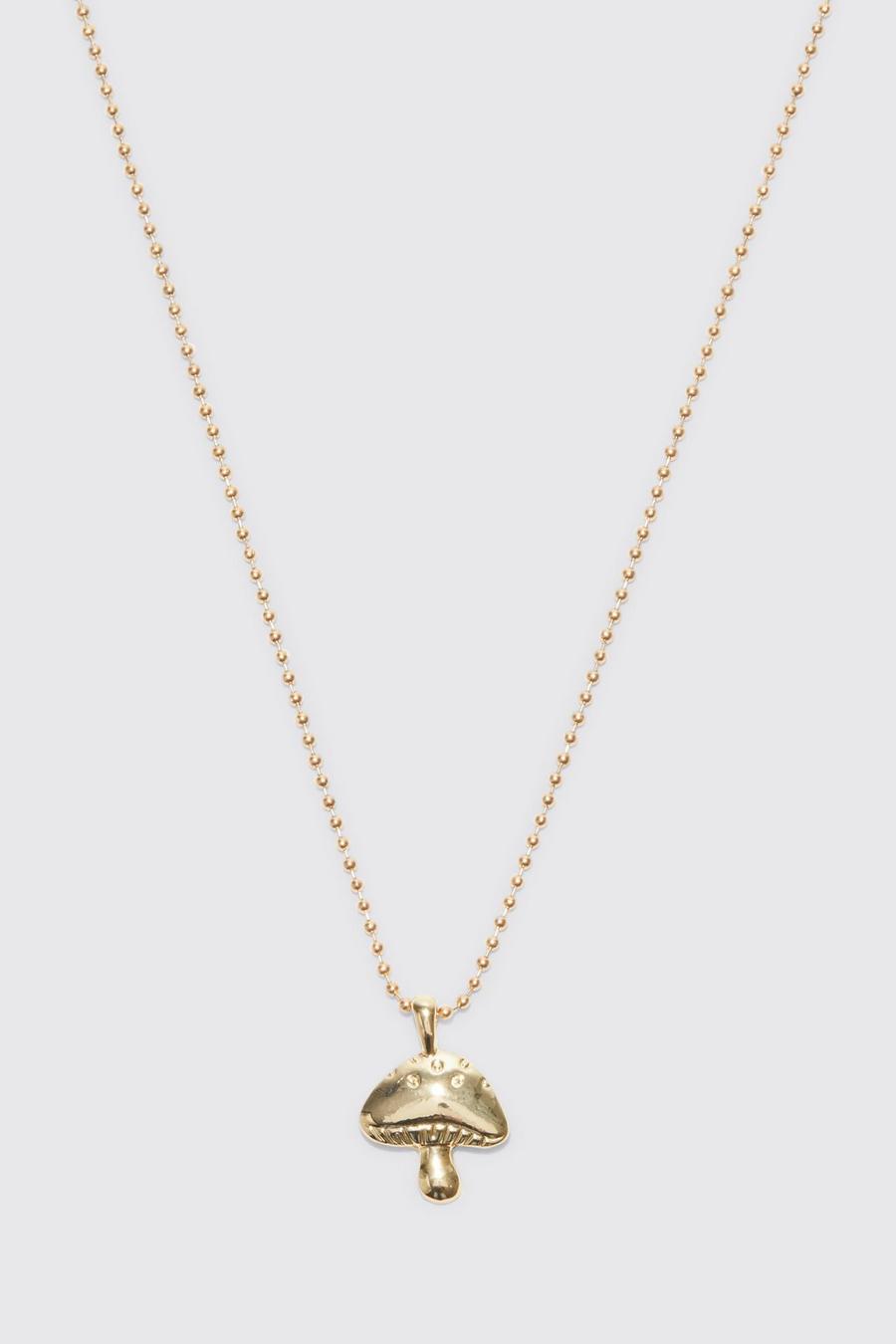 Gold Mushroom Pendant Necklace image number 1