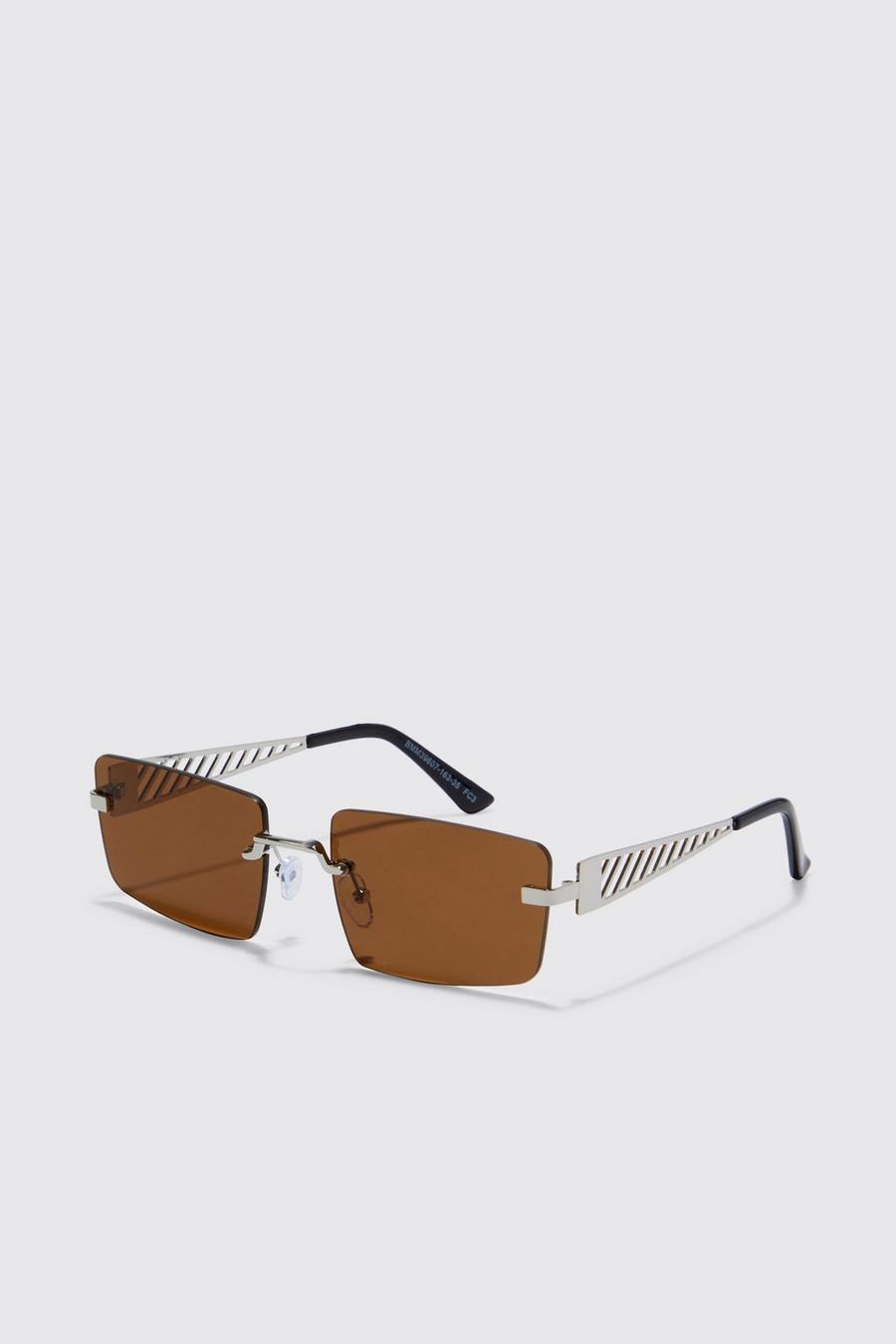 Silver Rectangle Rimless Sunglasses image number 1