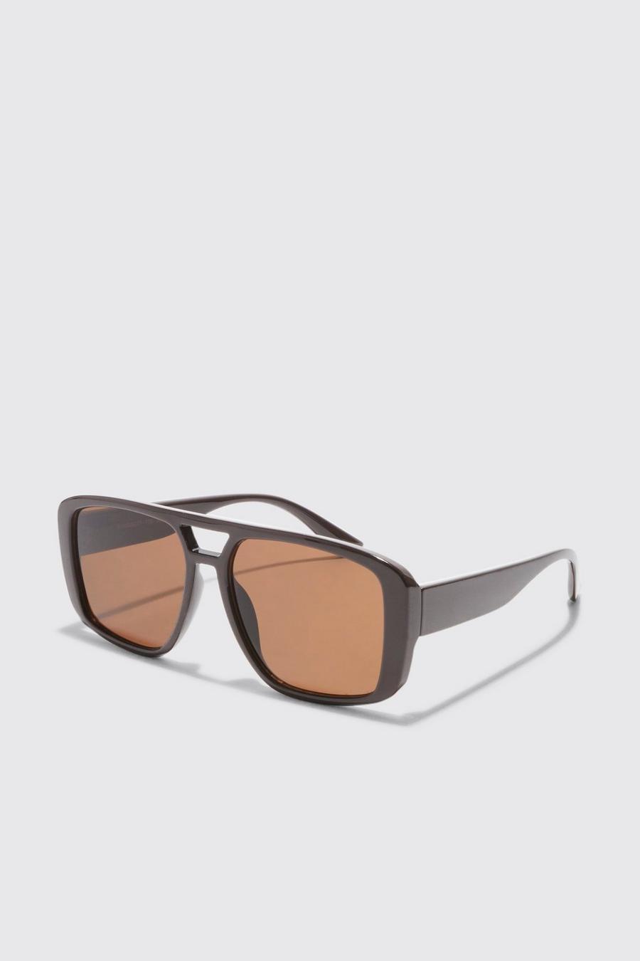 Brown brun Angled Sunglasses