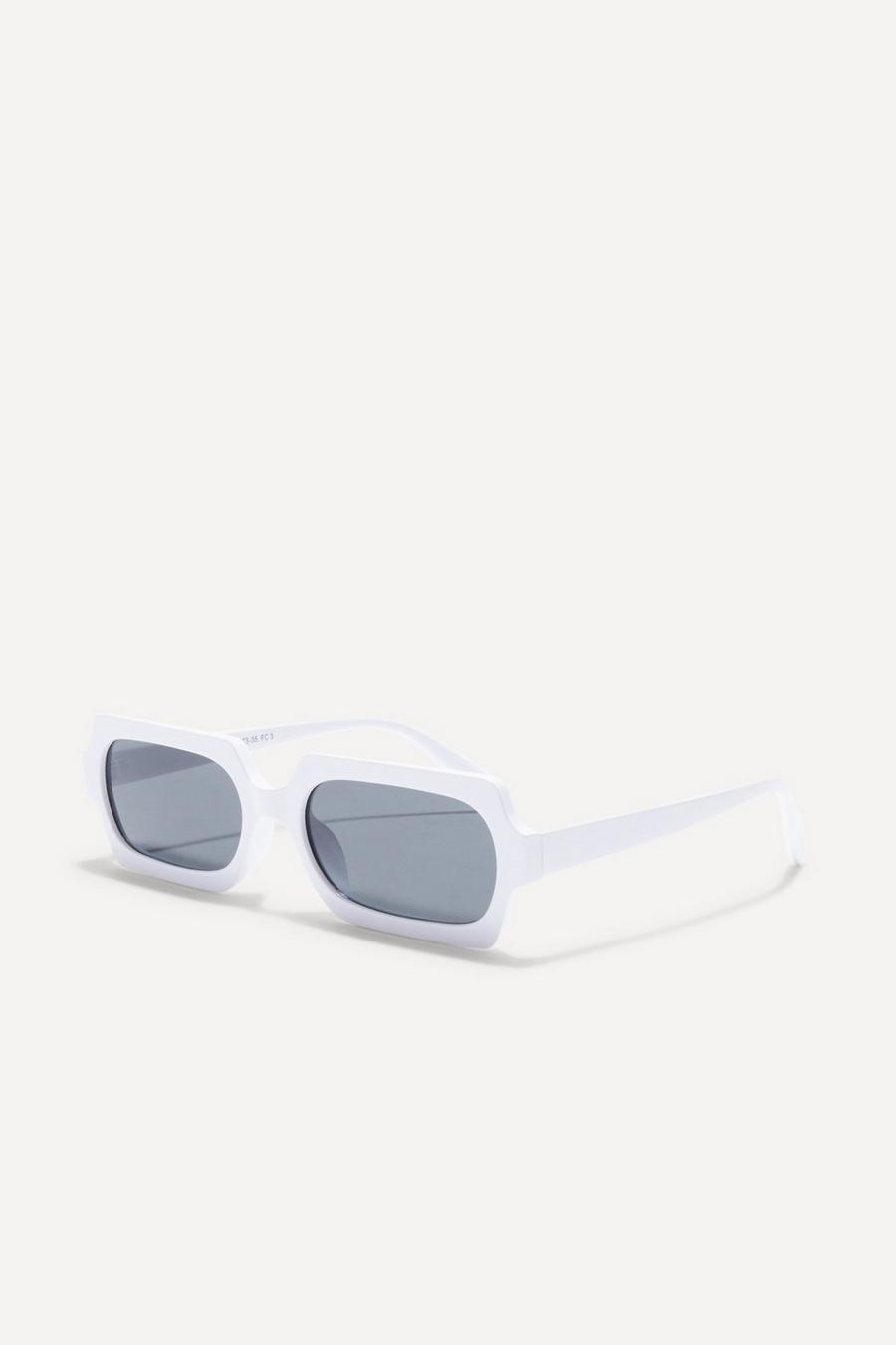 Oval Lens Sunglasses, White blanco