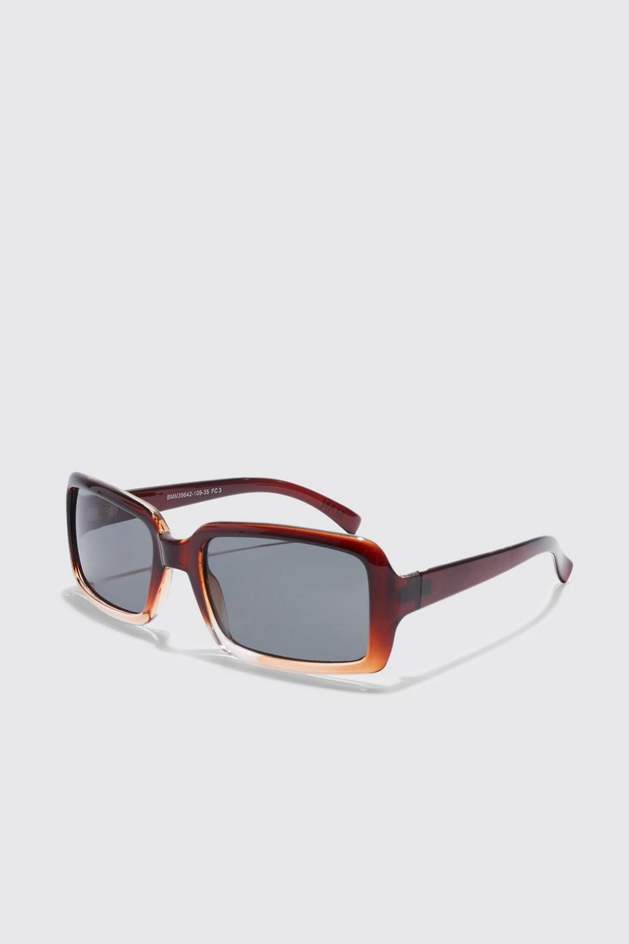 Brown marrón Ombre Rectangle Lens Sunglasses image number 1