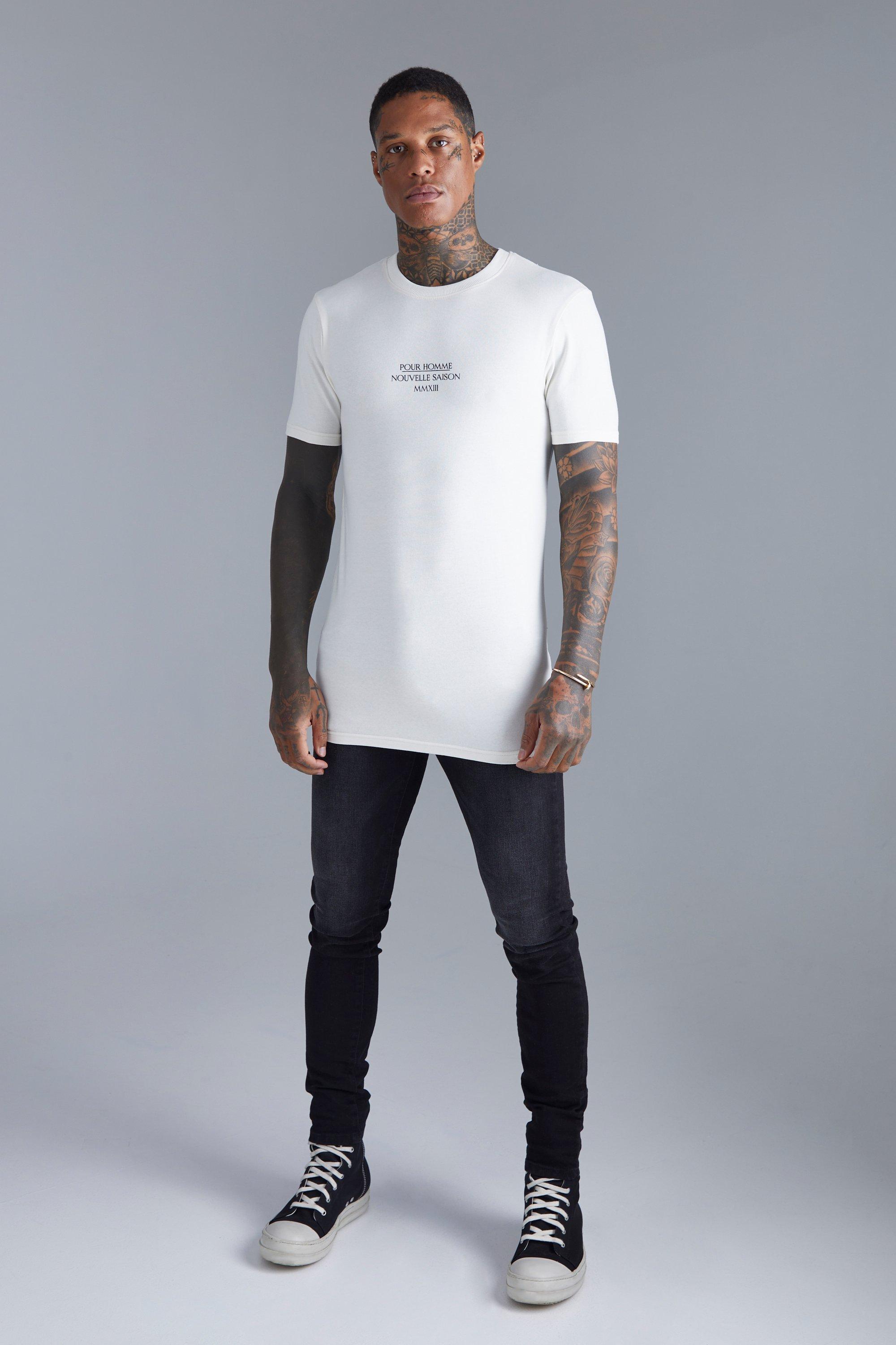 Muscle Fit Longline Pour Homme Print T shirt boohoo IE