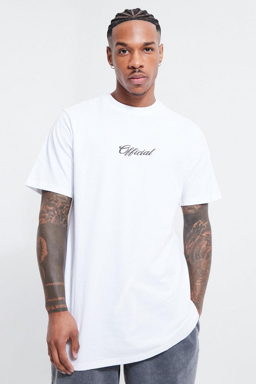 White vit Official Lång t-shirt med tryck