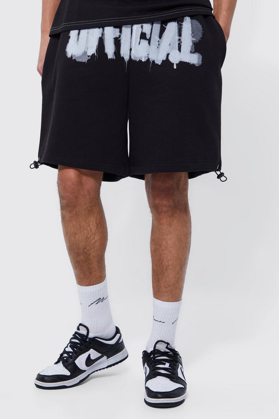 Black Tall Oversized Official Toggle Hem Short