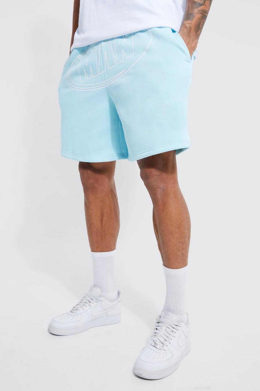 Light blue Tall Oversized Man Printed Short