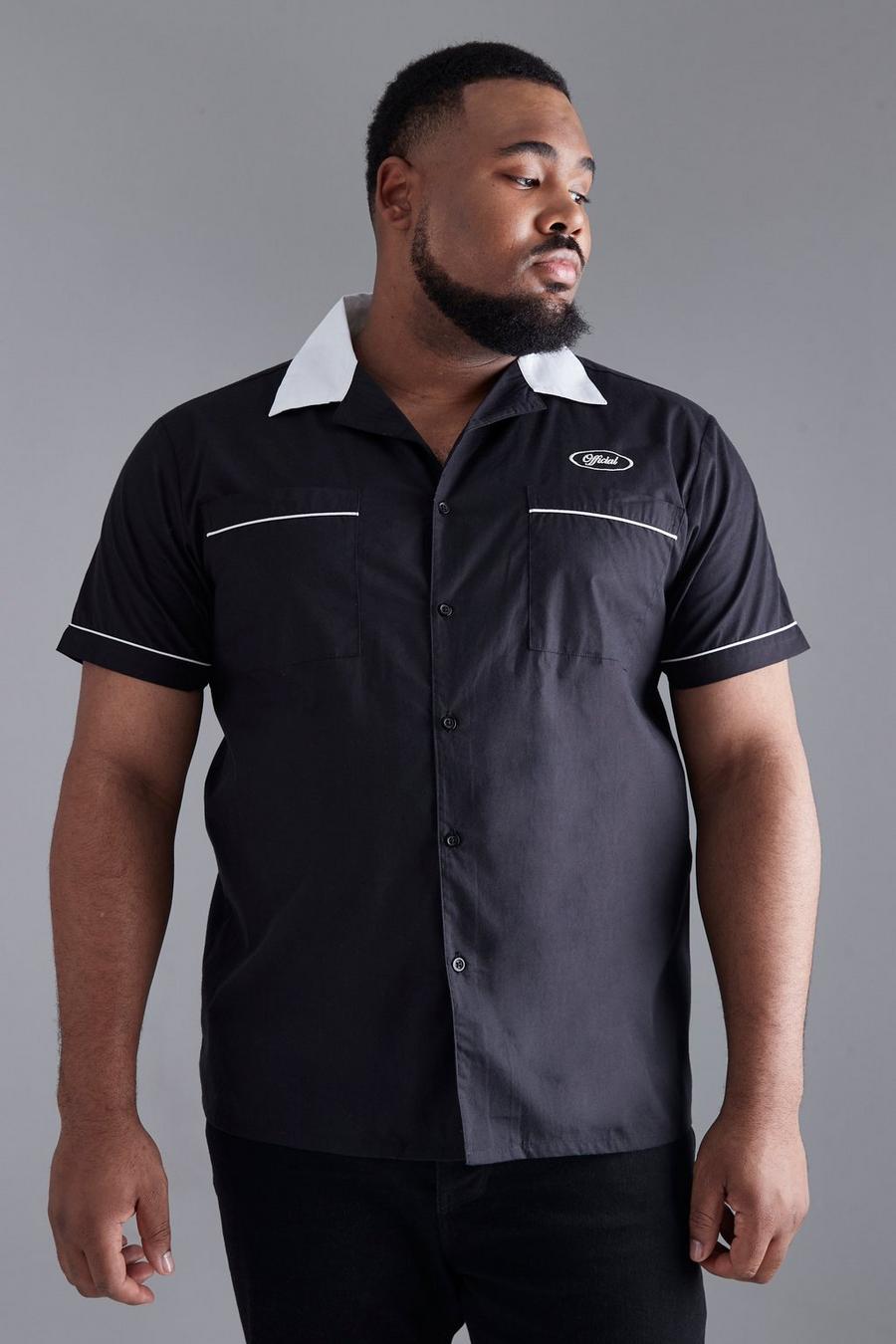 Camicia Plus Size Official a blocchi di colore, Black image number 1